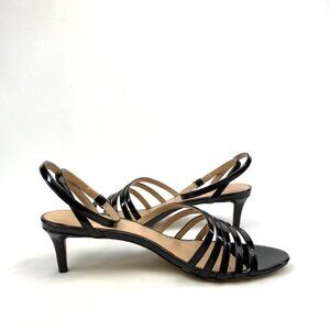 Simply Styled Kimberly Black Faux Patent Leather Strappy Open Toe  Sandal, 10